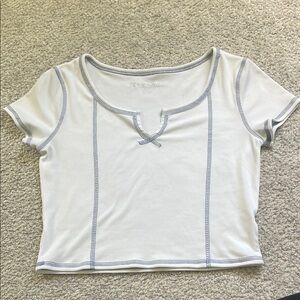 Blue Stitching Short Sleeve Shirt